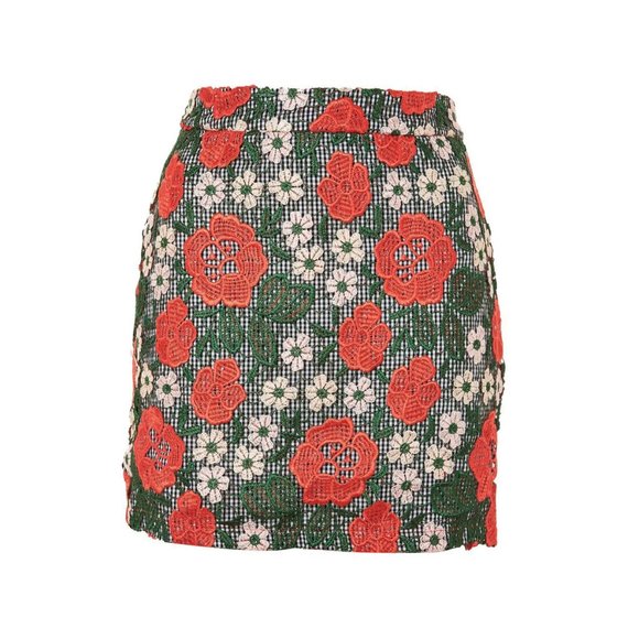 Topshop Rose Lace Gingham Skirt in Size 8 - Picture 4 of 5